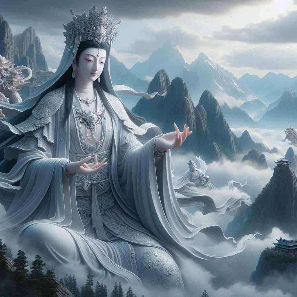 diosa guayin en la montaña